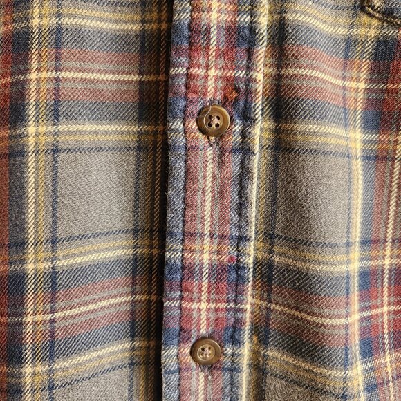 Vintage Gap Button Down Collar Green/Grey Plaid Flannel Shirt Men's Size Large - Picture 8 of 9